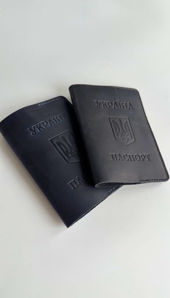 Обкладинки на паспорт з натуральної шкіри синя 2-13 фото